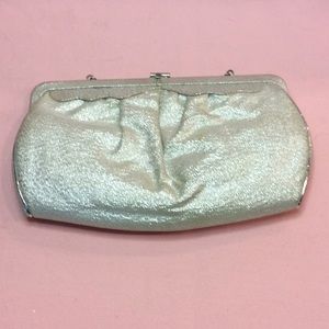 FINAL SALE PRICE Golden Sparkly Clutch/Purse w/Brown Satin Lining